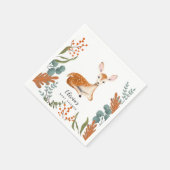 鹿ウッドランド素朴テーマ秋ベビーシャワー スタンダードカクテルナプキン (角)