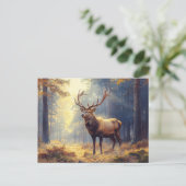 鹿エレガントが森の中に立つ ポストカード (スタンド正面)