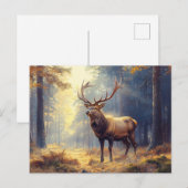 鹿エレガントが森の中に立つ ポストカード (正面/裏面)