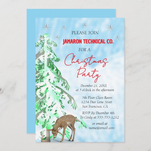 鹿エレガントと松のクリ企業のスマスパーティー 招待状 (正面/裏面)