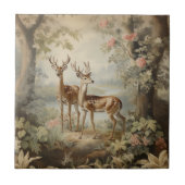 鹿エレガントアンティークウッドランドワイルドライフ タイル (正面)