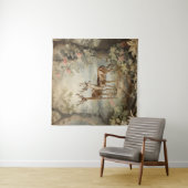 鹿エレガントアンティークウッドランドワイルドライフ タペストリー (インサイチュ)