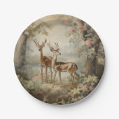 鹿エレガントアンティークウッドランドワイルドライフ ペーパープレート (正面)