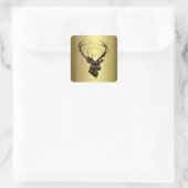 鹿エレガントゴールドフォイルホリデーウィッシュタイポグラフィ スクエアシール (バッグ)