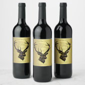 鹿エレガントゴールドフォイルホリデーウィッシュ ワインラベル (ボトル)