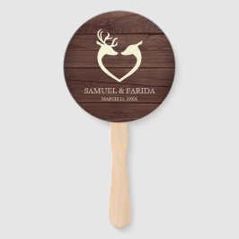 鹿エレガントハート素朴ウッド結婚ズ ハンドファン