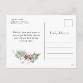 鹿エレガントポインセチアのクリスマスグリーティング シーズンポストカード (裏面)