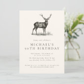 鹿エレガント狩りカントリー大人の誕生日パーティー 招待状 (スタンド正面)