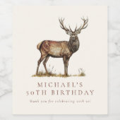 鹿エレガント狩りスタグアダルトバースデーパーティー ワインラベル (シングルラベル)