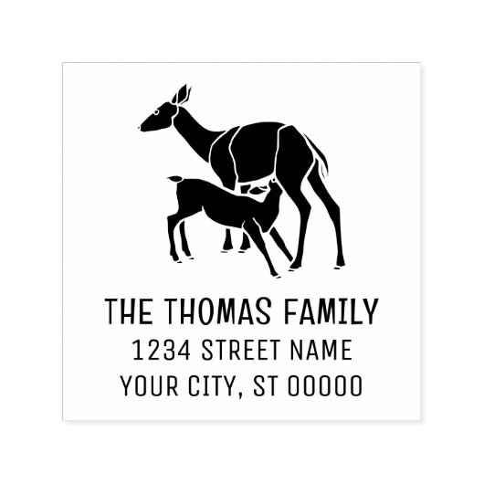 鹿エレガント鹿の食べ物を与え名の住所 セルフインキングスタンプ (デザイン)