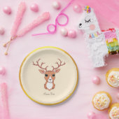 鹿エレガント、ライトベージュのゴールデンフレーム ペーパープレート (パーティー)