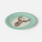 鹿エレガント〔雄ジカの〕枝角国素朴婚式 ペーパープレート (アングル)