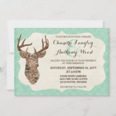 鹿エレガント〔雄ジカの〕枝角国素朴婚式 招待状 (正面)
