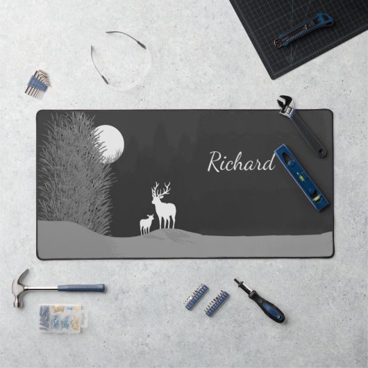 鹿オンムーンライトヒルパーソナル デスクマット (ワークステーション)