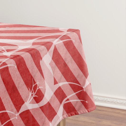 鹿オン赤とピンクの対角のストライプテーブルクロス テーブルクロス (インサイチュ)