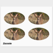 鹿オーバルステッカー 楕円形シール (シート)