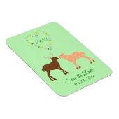 鹿カップルとデイジーカスタムハート日付の保存 マグネット (右側)