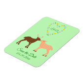 鹿カップルとデイジーカスタムハート日付の保存 マグネット (左側)