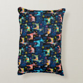 鹿カラフルクリマスツリーフォレストスタースノーフレーク アクセントクッション (裏面(縦))