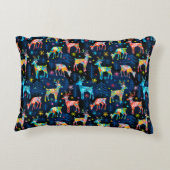 鹿カラフルクリマスツリーフォレストスタースノーフレーク アクセントクッション (裏面)