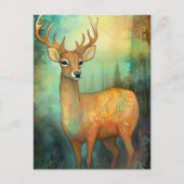 鹿カラフル混合メディ絵画ア ポストカード (正面)
