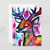 鹿カラフル ポストカード (正面/裏面)