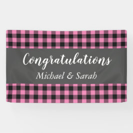 鹿カントリー赤ちゃんシャワーガールピンクプレイド 横断幕