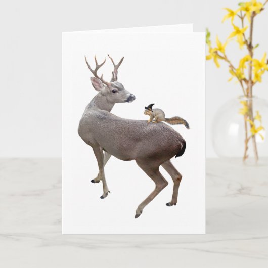 鹿カードの魔女リス カード (黄色い花)