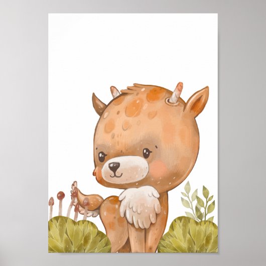 鹿キッズルームプリントかわいい動物ポスター ポスター (正面)