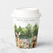 鹿キツネグリーンウッドランドアニマルズベビーブシャワー 紙コップ (正面)