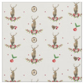 鹿クリスマスアイディルウォーター色パターン ファブリック (クローズアップ)