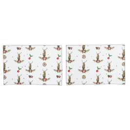 鹿クリスマスアイディルパターン 枕カバー