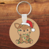 鹿クリスマスウィンターアニマルズディアキーチェーン キーホルダー (正面)