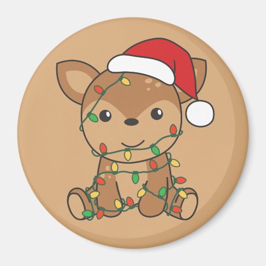 鹿クリスマスウィンターアニマルズディアマグネット マグネット (正面)
