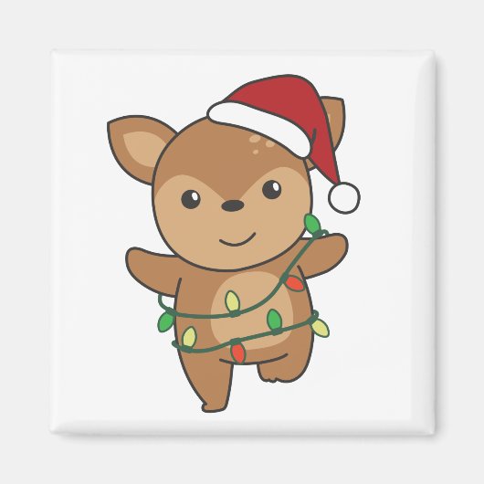 鹿クリスマスウィンターアニマルズディアマグネット マグネット (正面)