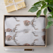 鹿クリスマスウォーターカラーパターンウッドランドブラウン 薄葉紙 (ギフト)