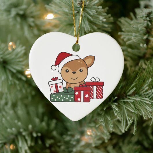 鹿クリスマスギフト冬の動物の鹿セラミックまたは セラミックオーナメント (ツリー)