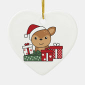 鹿クリスマスギフト冬の動物の鹿セラミックまたは セラミックオーナメント (正面)