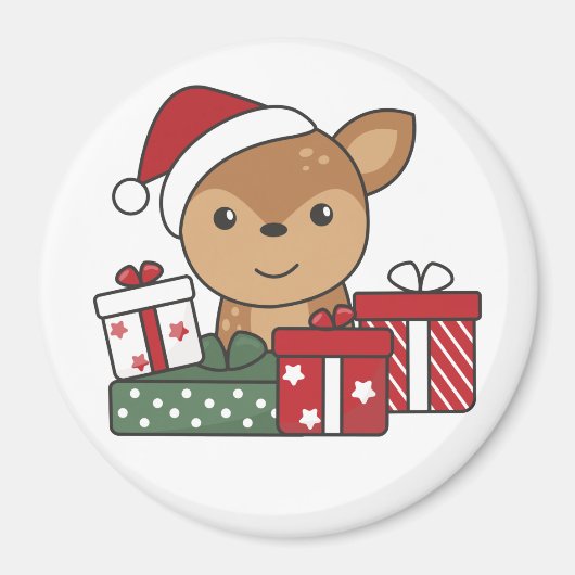 鹿クリスマスギフト冬の動物ディアマグネット マグネット (正面)