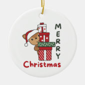 鹿クリスマスギフト冬動物の鹿 セラミックオーナメント (正面)