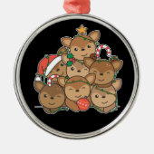 鹿クリスマスツリーおもしろい動物クリスマスセラミック メタルオーナメント (正面)