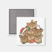 鹿クリスマスツリーおもしろい動物クリスマスマグネット マグネット (正面/裏面)
