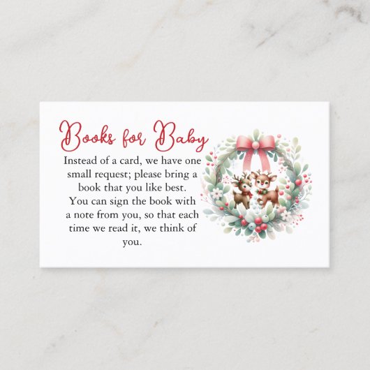 鹿クリスマス赤ちゃんシャワーブックエンクロージャカード 名刺 (正面)