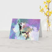 鹿グリーティングカード カード (黄色い花)