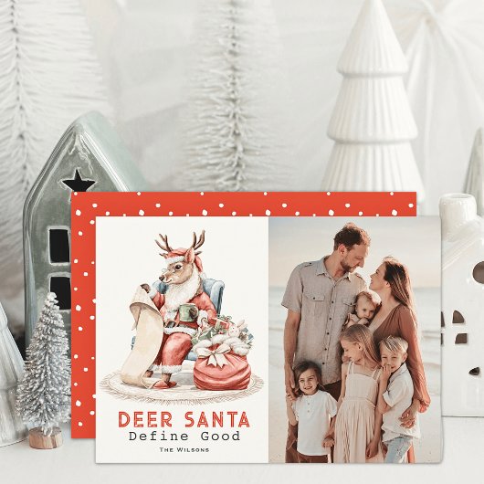 鹿サンタが良いリストを定義おもしろいクリスマス写真 シーズンカード