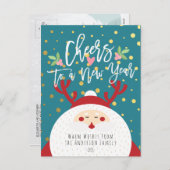 鹿サンタメリークリスマスハッピーニューイヤーグリーティング シーズンポストカード (正面/裏面)