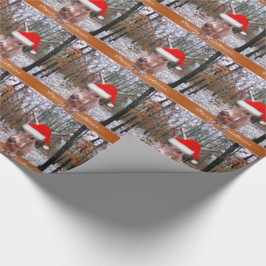 鹿サンタ帽子を取ったゲームスポーツのカム ラッピングペーパー (コーナー)