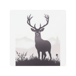 鹿シルエットウォールアート メタルプリント