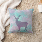 鹿シルエットシンプル抽象芸術冬かわいいパステル クッション (ブランケット)