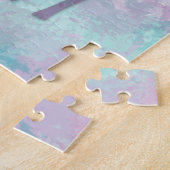 鹿シルエットシンプル抽象芸術冬かわいいパステル ジグソーパズル (側面)